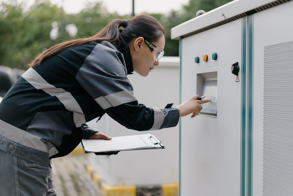 A woman doing a inspection
